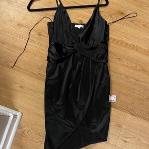 Luxxel Black Satin Mini Dress
